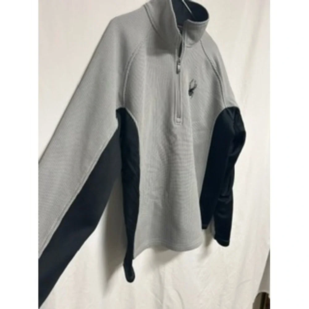 Spyder Core Sweater Mens Large Grey Black 1/4 Zip Pullover‎ Fleece Lined Jacket